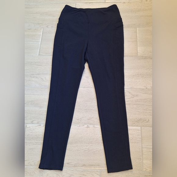 Talbots Tech Stretch Slash Pocket Navy Blue High Waist Leggings - Size Medium - Picture 10 of 16